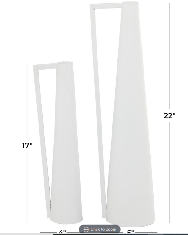 White Metal Slim Line Vase-lge - Image 2