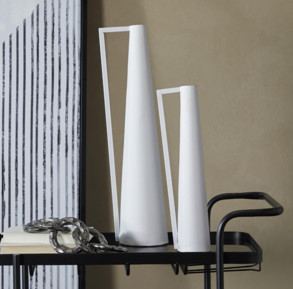 White Metal Slim Line Vase-lge