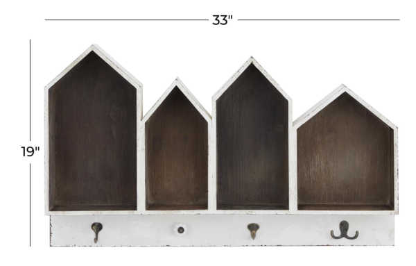 White Wall Shelf with Hooks - Image 2