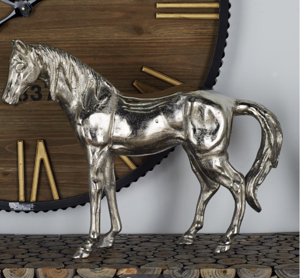 Silver Aluminum Metal Horse Sculpture