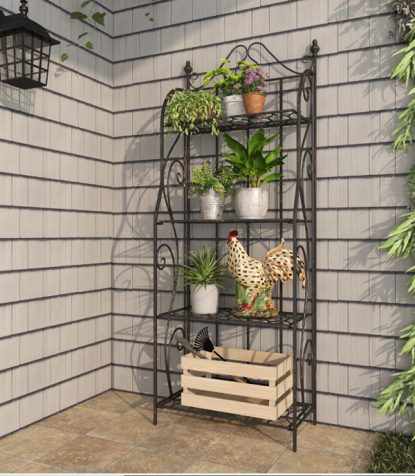 Metal Scroll Indoor Outdoor Tall Folding 4 Shelf