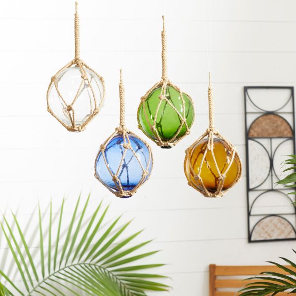 MULTI COLORED GLASS COASTAL BUOY SCULPTURE-4ASSORTED
