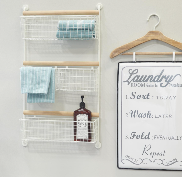 Wall Mounted 4 Hanging Baskets Magazine Rack