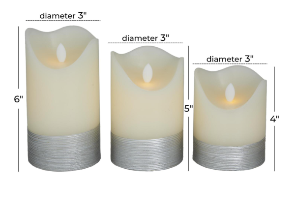 Cream Wax Silver Base Indoor Outdoor Flameless Candles - Image 2