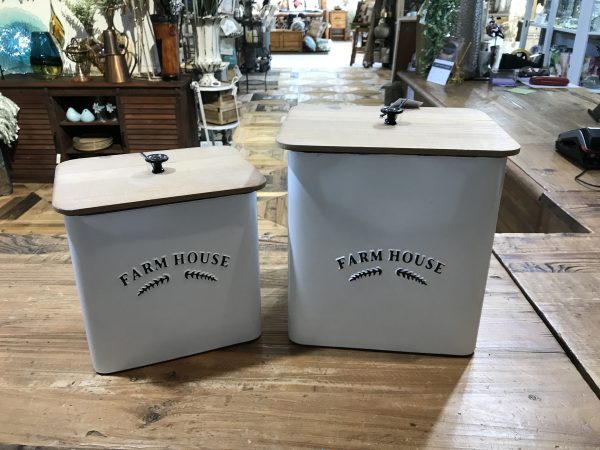 WHITE METAL FARMHOUSE CANISTER-LGE - Image 2