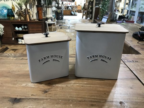 WHITE METAL FARMHOUSE CANISTER-med