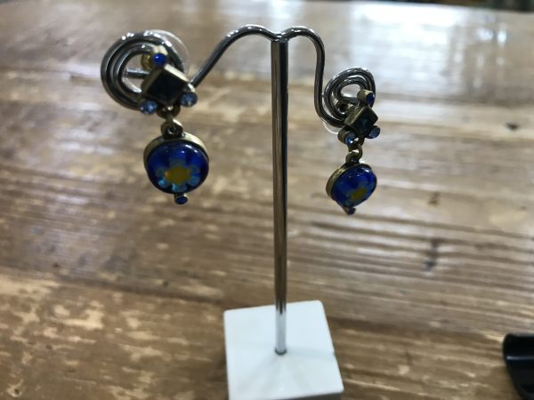 Millefiori Glass Round Candy Earrings-BL - Image 2