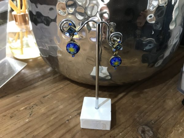 Millefiori Glass Round Candy Earrings-BL